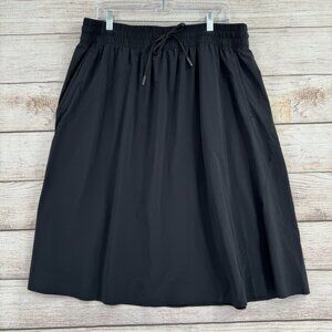 Athleta Arrival Drawstring Midi‎ Skirt Women's 22 Black Travel Stretch